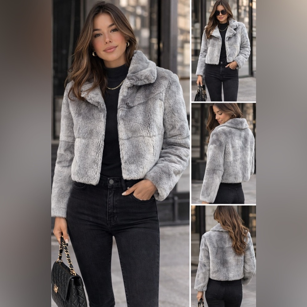 Chic Women's Gray Rex Rabbit Jacket